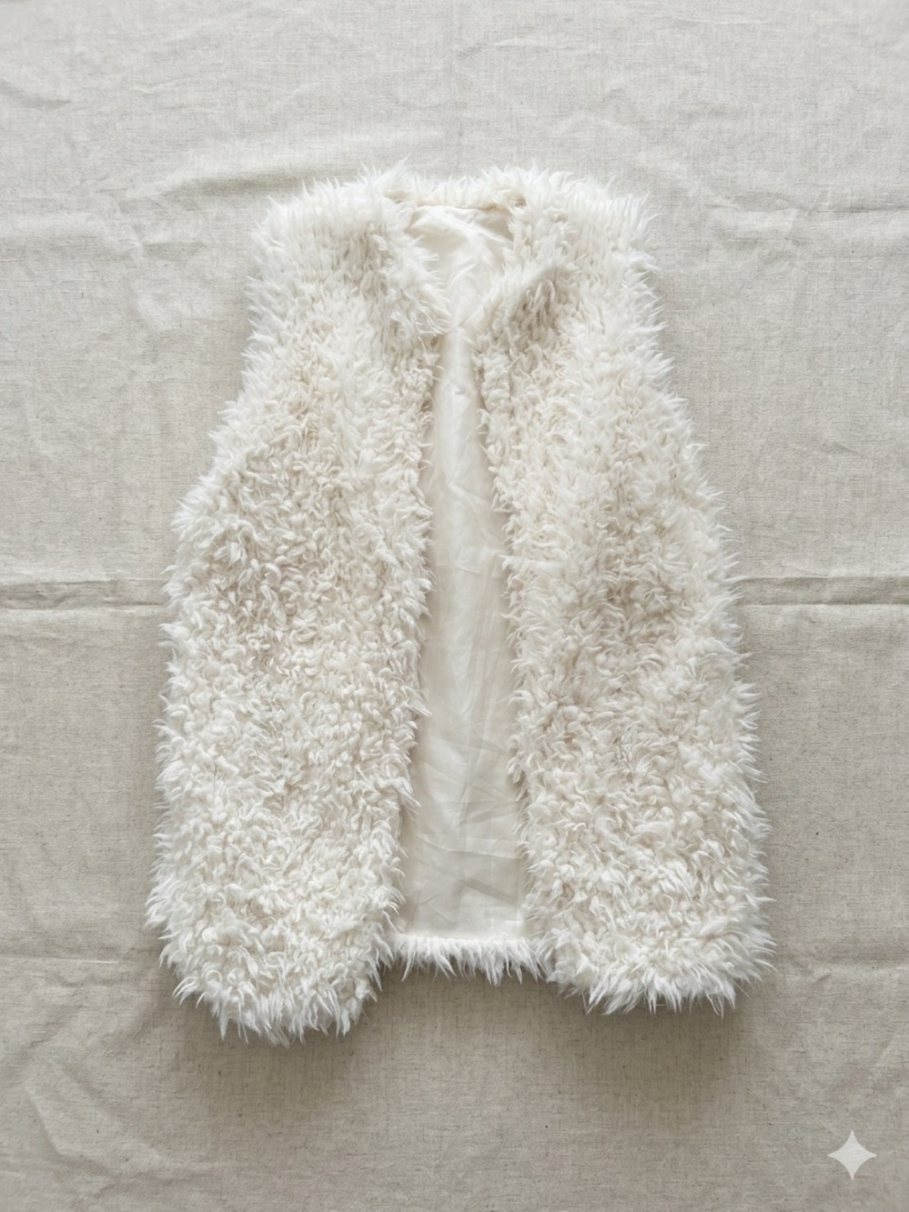 Women's Cream Faux Fur Vest - Cozy Layered Style
